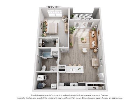 The Granville 1 Bedroom Apartment Floor Plan at Meadows at Sunbury